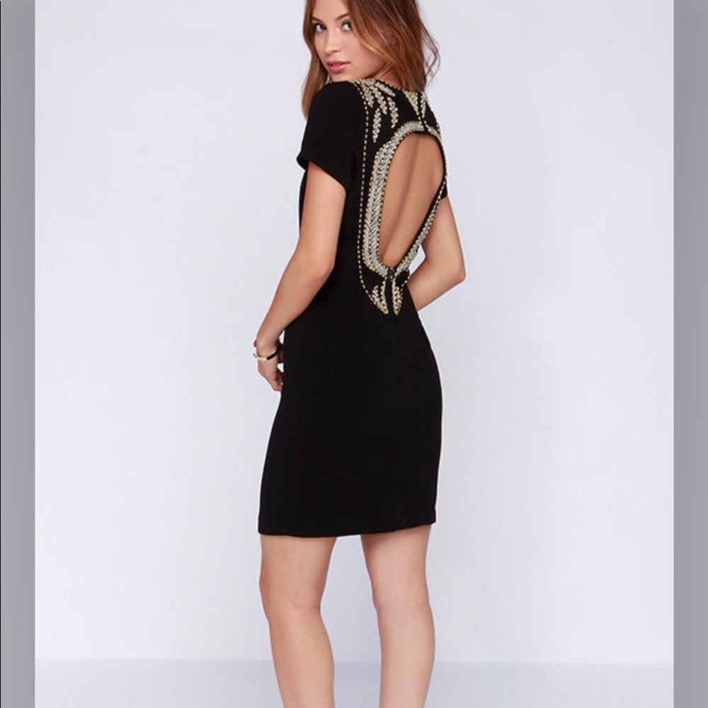 Black Backless Beaded Dress